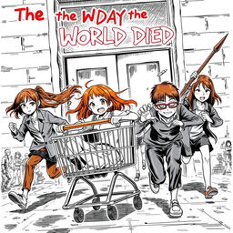 A manga cover titled 'The Day the World Died', illustrating an intense action horror scene