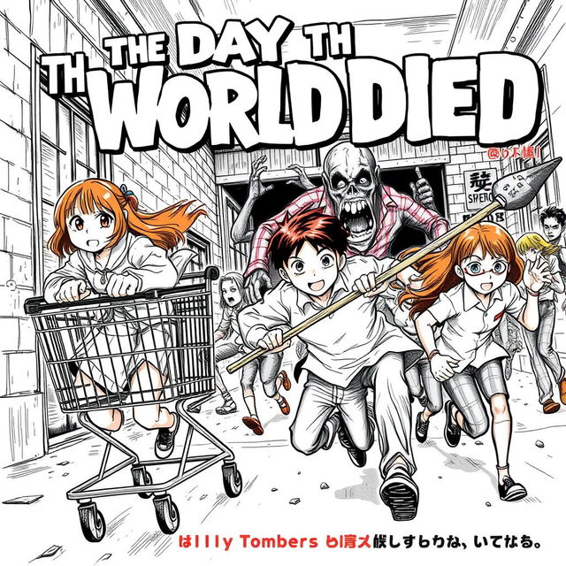 A gripping manga cover titled 'The Day the World Died', showcasing an intense action horror scene