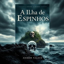 A captivating book cover for 'A Ilha de Espinhos'
