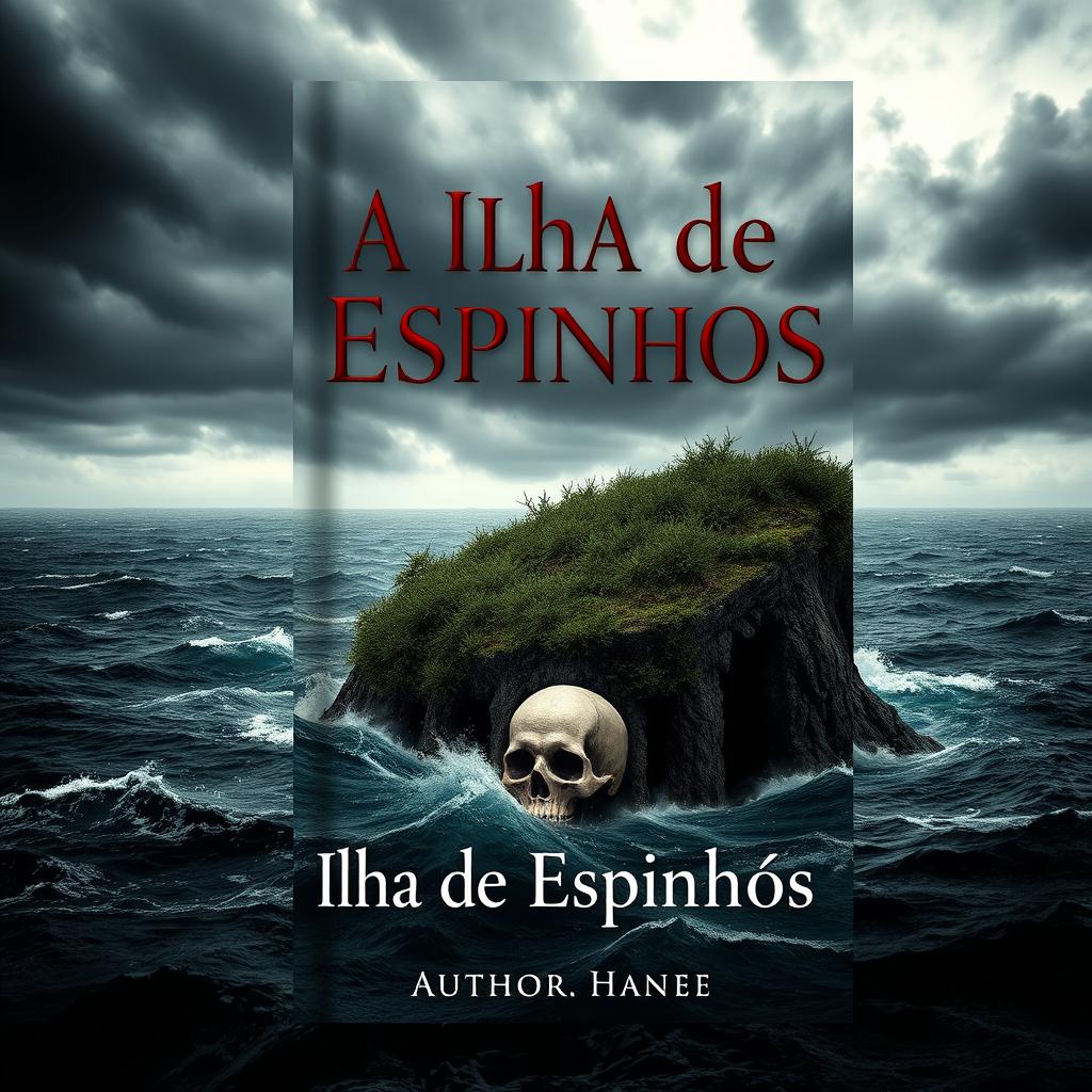 A captivating book cover for 'A Ilha de Espinhos'