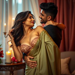 A romantic scene featuring a sexy married couple in an intimate and affectionate pose