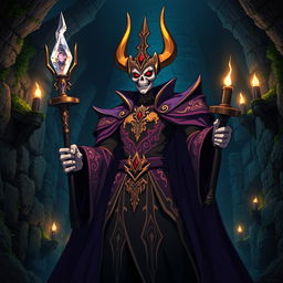 A dramatic and captivating scene featuring Ainz Ooal Gown, the powerful undead sorcerer from the anime Overlord