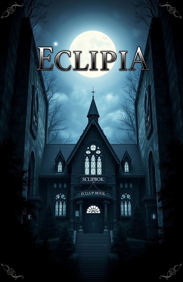 A mystical book cover titled "ECLIPSIA" prominently displayed at the top in bold, eye-catching letters