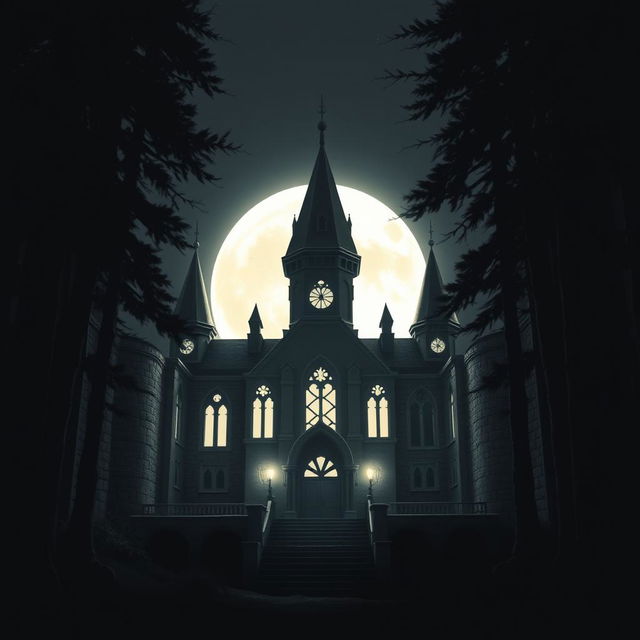 A captivating book cover featuring a mysterious school design