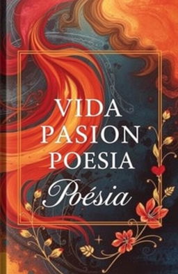 A captivating book cover for a poetry collection titled "VIDA PASION POESIA"