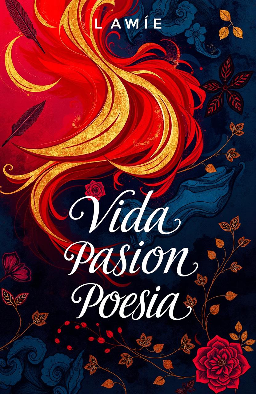 A captivating book cover for a poetry collection titled "VIDA PASION POESIA"