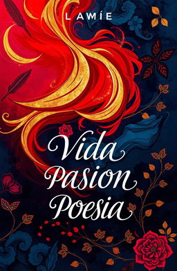 A captivating book cover for a poetry collection titled "VIDA PASION POESIA"