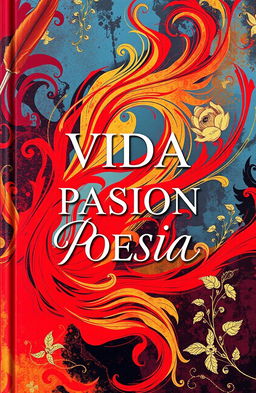 A captivating book cover for a poetry collection titled "VIDA PASION POESIA"