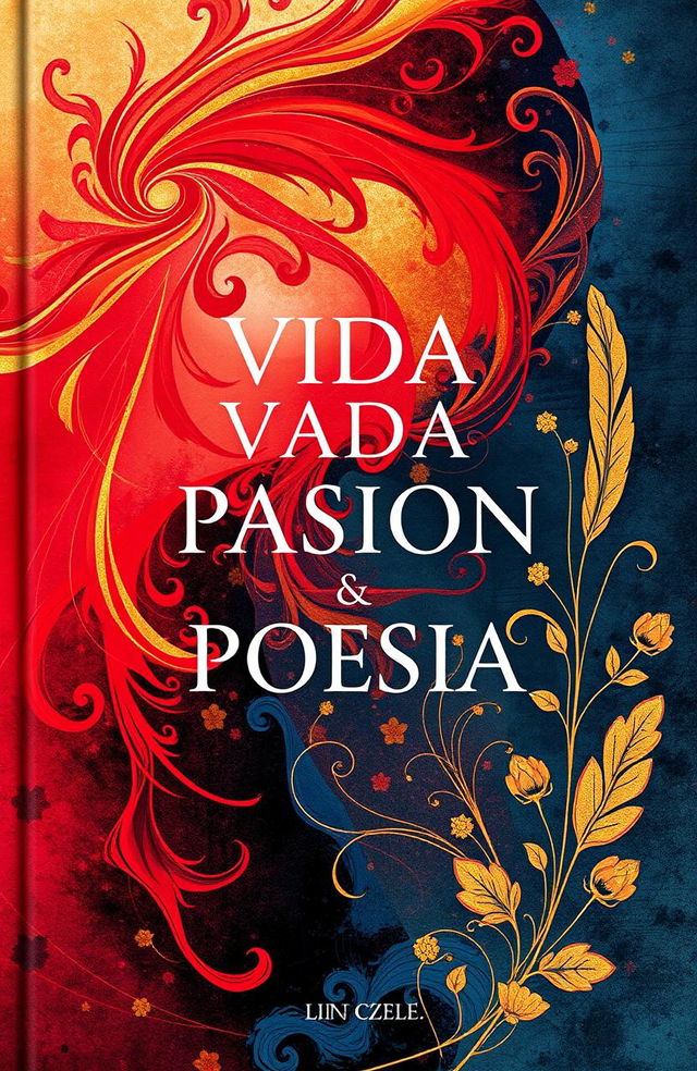 A captivating book cover for a poetry collection titled "VIDA PASION POESIA"