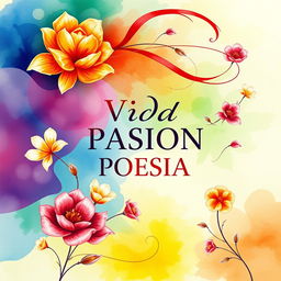 An artistic cover for a poetry collection titled 'VIDA PASION POESIA'