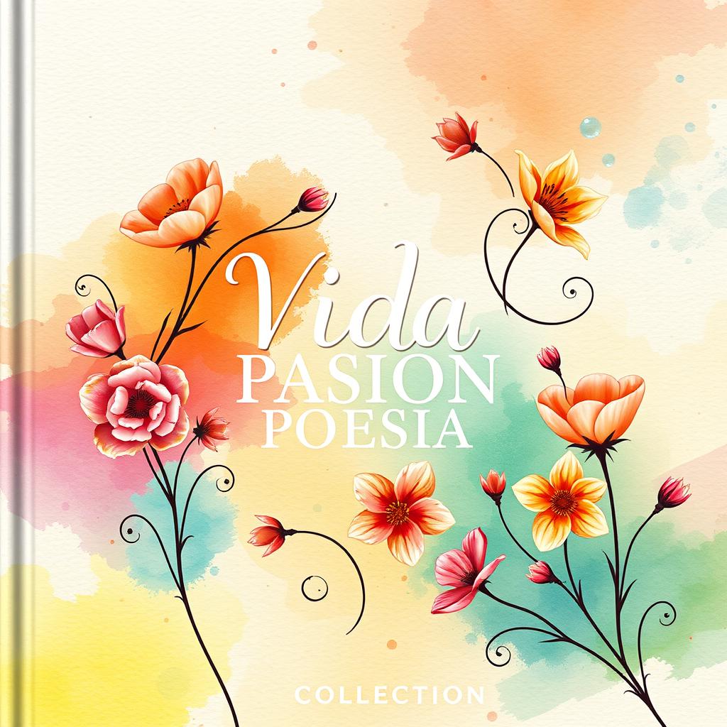 An artistic cover for a poetry collection titled 'VIDA PASION POESIA'