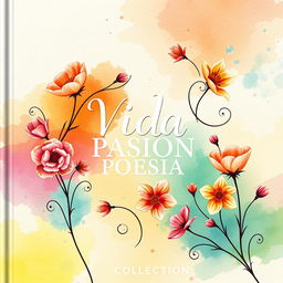 An artistic cover for a poetry collection titled 'VIDA PASION POESIA'