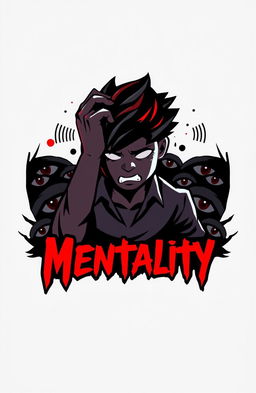 A logo design for a horror game on Roblox titled 'Mentality'