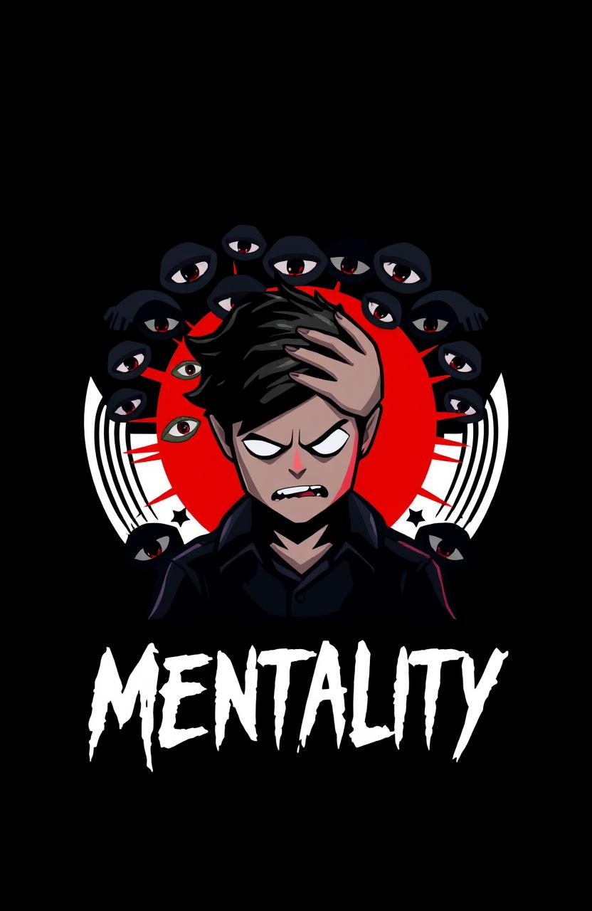 A logo design for a horror game on Roblox titled 'Mentality'