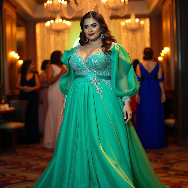 A stunning design for evening dresses tailored for curvy plus-size women, ideal for a graduation party