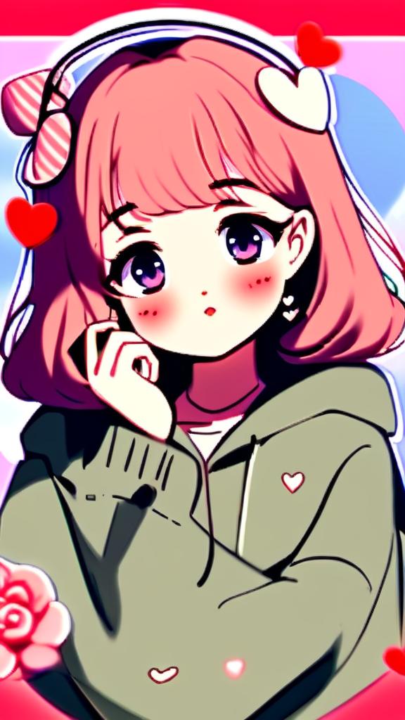 Anime-style Valentine's Day profile picture featuring a lofi girl.