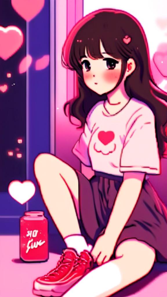Anime-style Valentine's Day profile picture featuring a lofi girl.