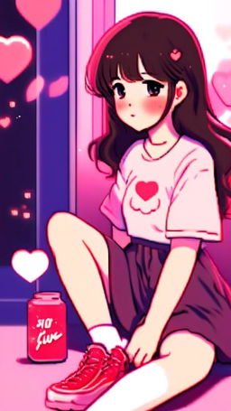 Anime-style Valentine's Day profile picture featuring a lofi girl.