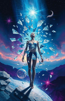 A surreal and abstract representation of the concept of self-destruction and rebirth