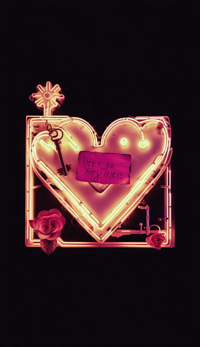 Neon Hollywood-style Valentine's Day wallpaper.