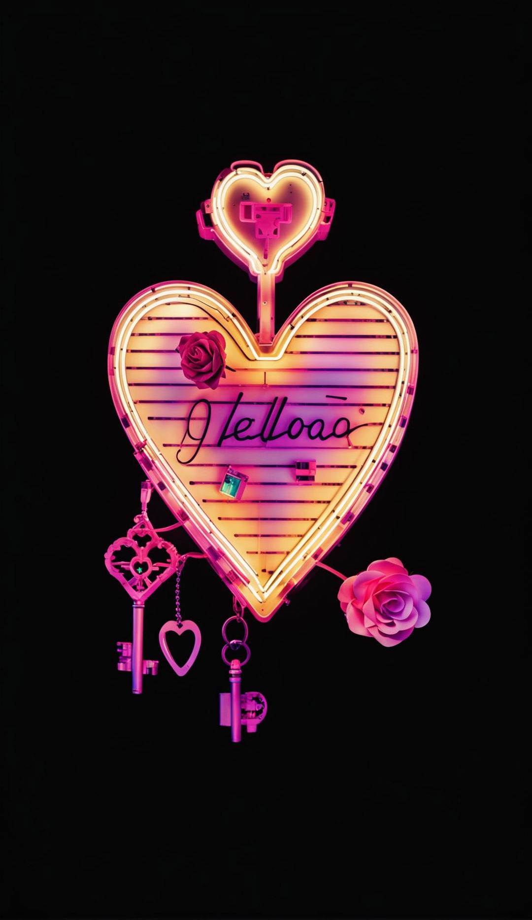 Neon Hollywood-style Valentine's Day wallpaper without any words.