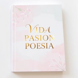A charming book cover for a poetry collection titled 'VIDA PASION POESIA', featuring a soft pastel background