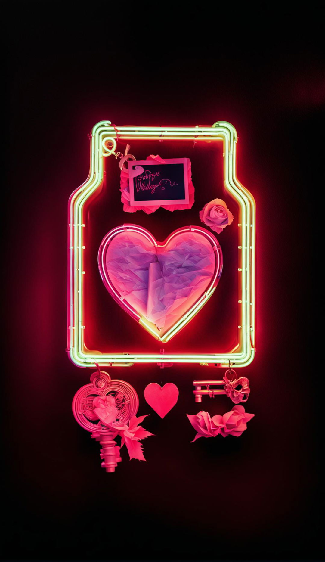 Neon Hollywood-style Valentine's Day wallpaper without any words.