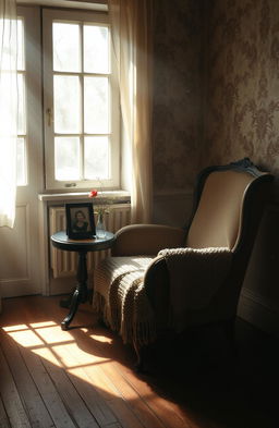 A romantic and nostalgic scene depicting the remnants of love in an old, cozy house