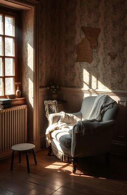 A romantic and nostalgic scene depicting the remnants of love in an old, cozy house