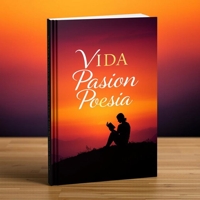 A striking book cover design for a poetry collection titled 'VIDA PASION POESIA'