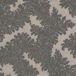 A piece of luxurious silk fabric featuring an intricate pattern of black linear drawings