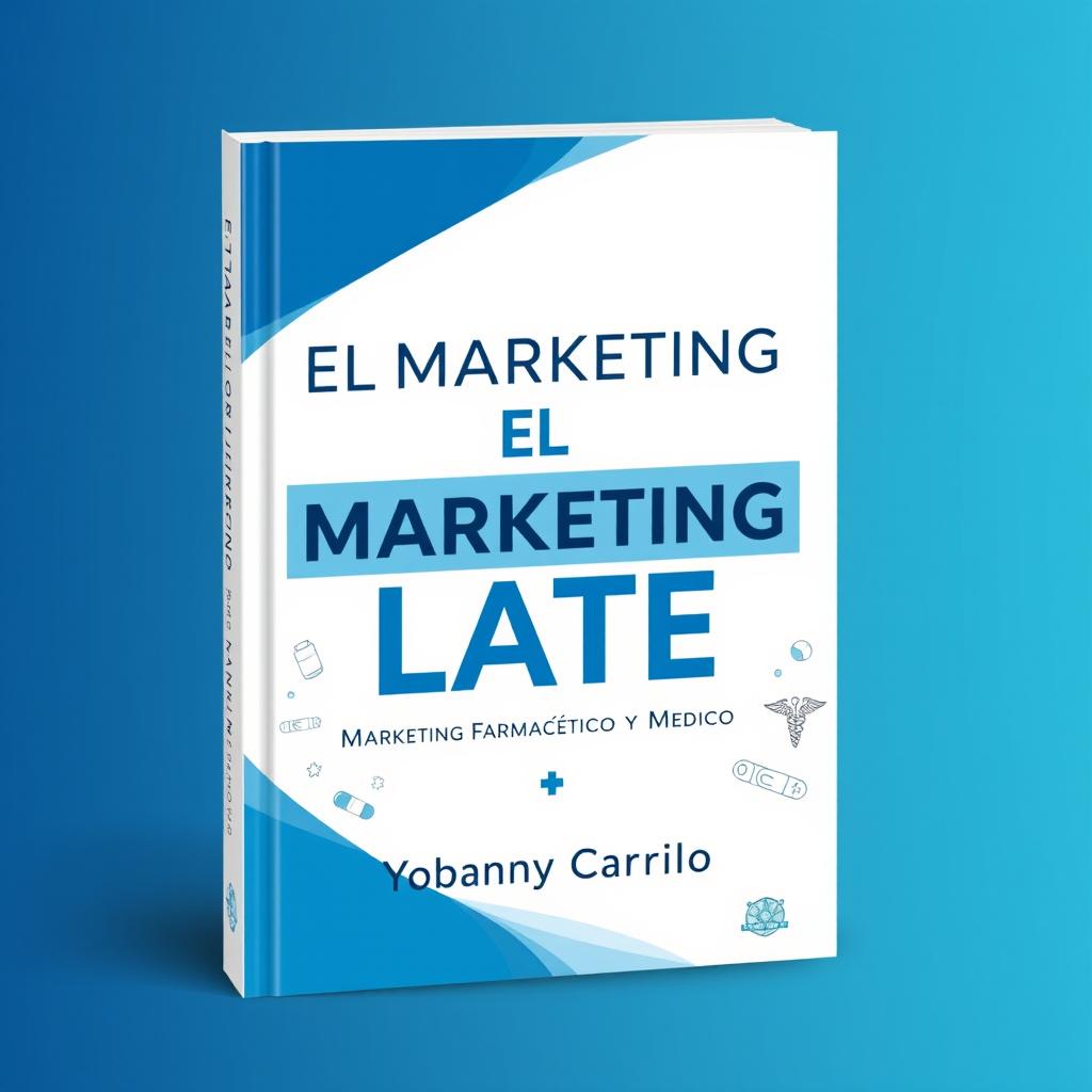 The cover design for the book 'EL MARKETING LATE' by Yobanny Carrillo, focusing on pharmaceutical and medical marketing