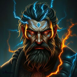 An advanced digital painting of a rugged warrior facing a three-quarter view