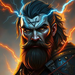 An advanced digital painting of a rugged warrior facing a three-quarter view
