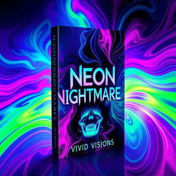 A captivating book cover design for 'Neon Nightmares' by Vivid Visions