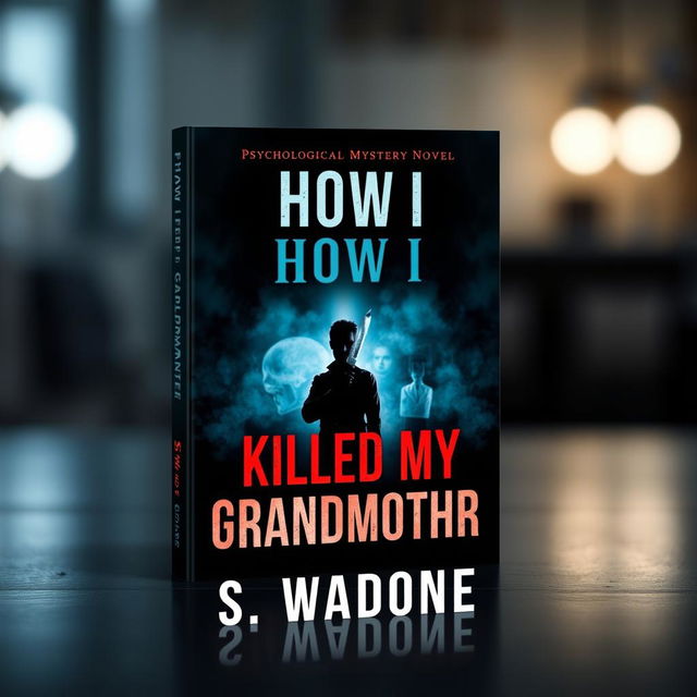 A suspenseful book cover design for a psychological mystery novel titled 'How I Killed My Grandmother' by S