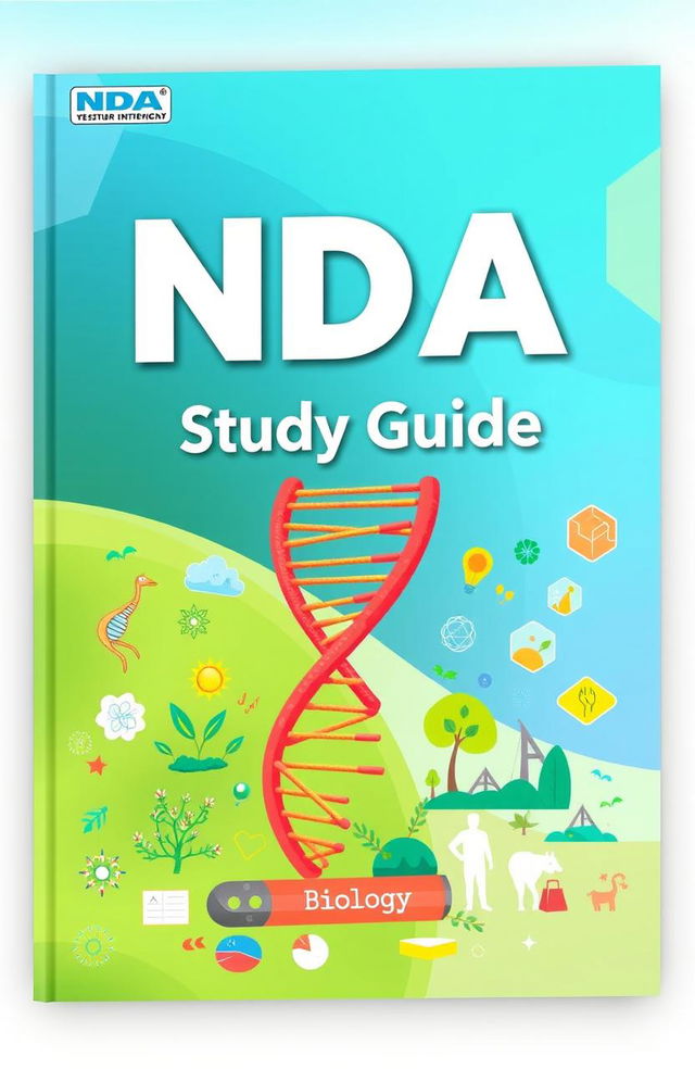 A visually engaging book cover for a study guide focused on the NDA exam subject of biology