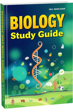 A visually engaging book cover for a study guide focused on the NDA exam subject of biology