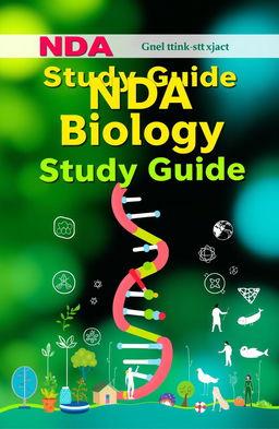 A visually engaging book cover for a study guide focused on the NDA exam subject of biology