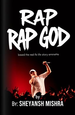 A book cover design featuring the title "Rap God" prominently displayed in large, pointy font at the center