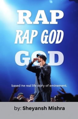 A book cover design featuring the title "Rap God" prominently displayed in large, pointy font at the center