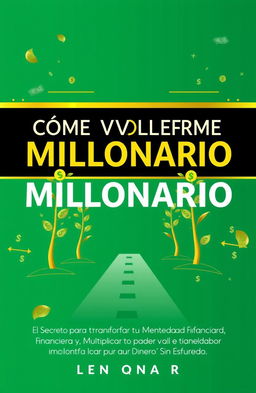 A modern and aspirational eBook cover for 'Cómo Volverme Millonario: El Secreto para Transformar tu Mentalidad Financiera y Multiplicar tu Dinero Sin Esfuerzo'