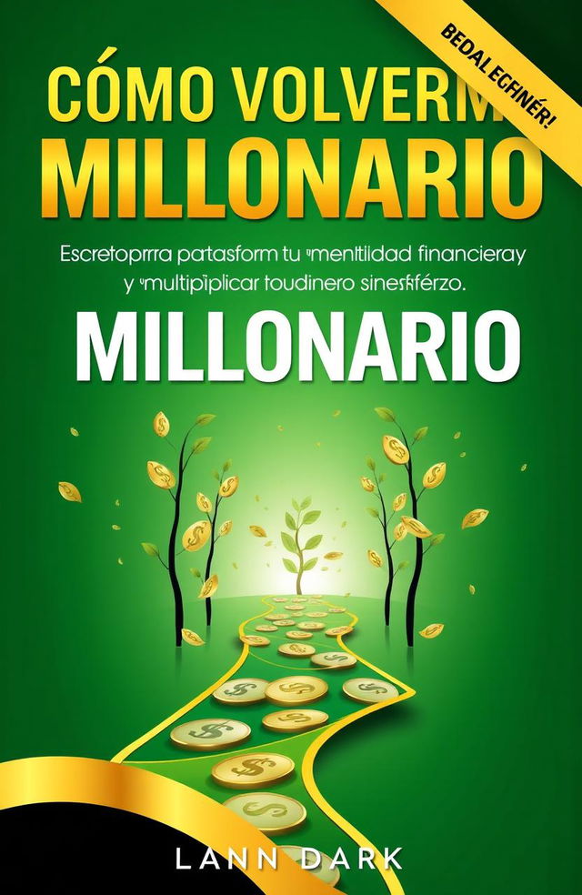 A modern and aspirational eBook cover for 'Cómo Volverme Millonario: El Secreto para Transformar tu Mentalidad Financiera y Multiplicar tu Dinero Sin Esfuerzo'