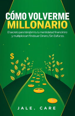 A modern and aspirational eBook cover for 'Cómo Volverme Millonario: El Secreto para Transformar tu Mentalidad Financiera y Multiplicar tu Dinero Sin Esfuerzo'
