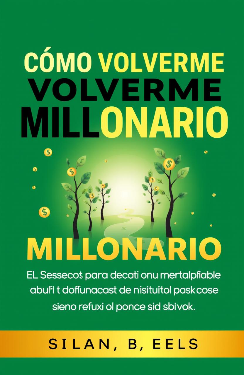 A modern and aspirational eBook cover for 'Cómo Volverme Millonario: El Secreto para Transformar tu Mentalidad Financiera y Multiplicar tu Dinero Sin Esfuerzo'