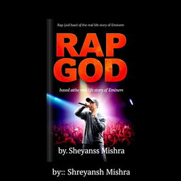 A striking book cover design with the title "Rap God" rendered in large, bold, and pointy font prominently at the center