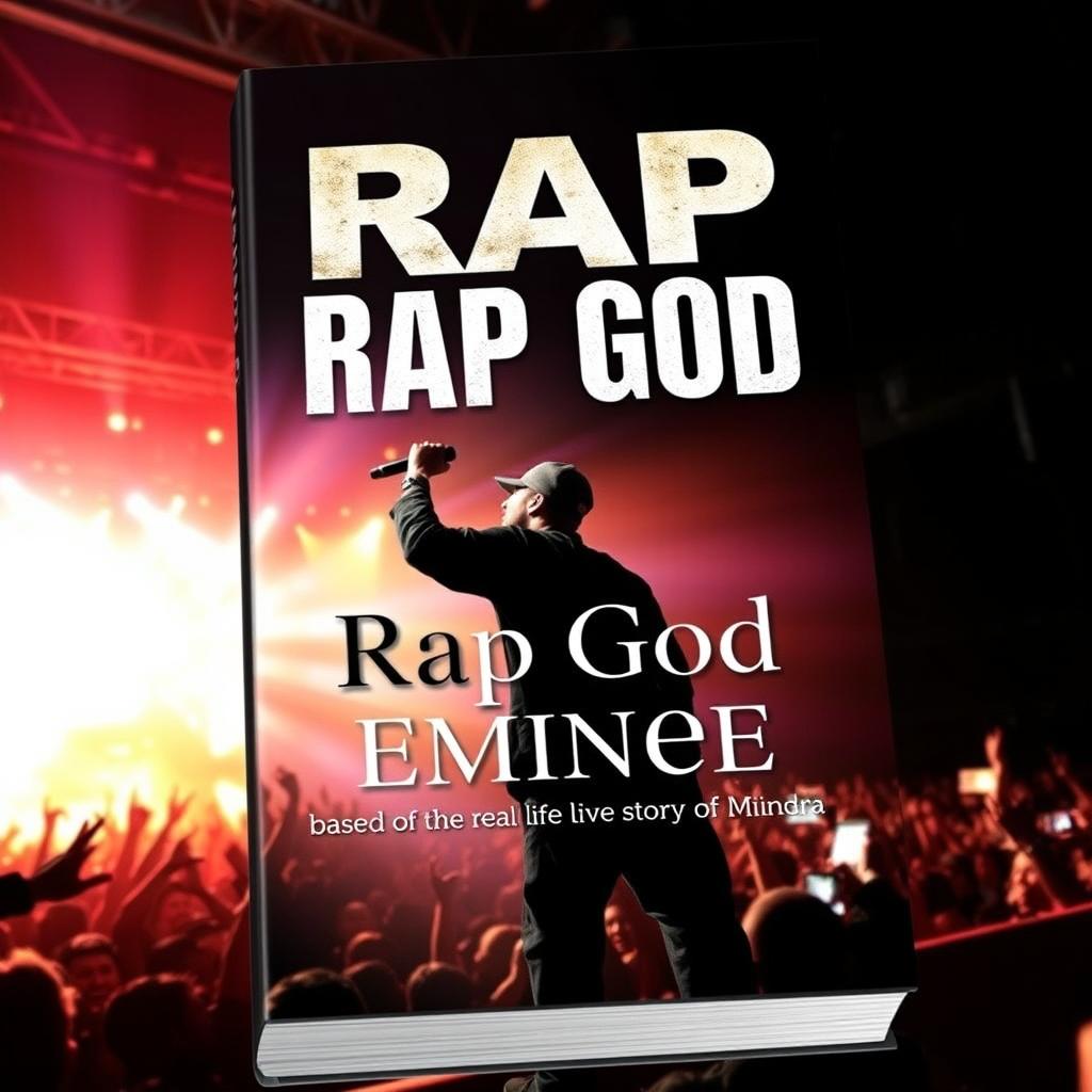 A striking book cover design with the title "Rap God" rendered in large, bold, and pointy font prominently at the center