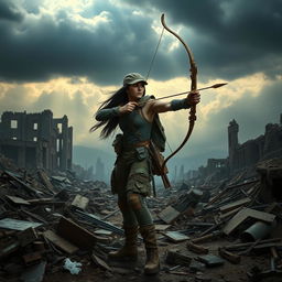In a gripping portrayal of survival, Seraphina traverses a desolate post-apocalyptic landscape filled with ruins