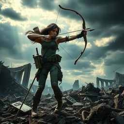 In a gripping portrayal of survival, Seraphina traverses a desolate post-apocalyptic landscape filled with ruins