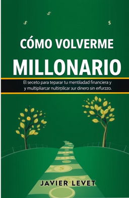 A modern and aspirational eBook cover design titled 'Cómo Volverme Millonario: El Secreto para Transformar tu Mentalidad Financiera y Multiplicar tu Dinero Sin Esfuerzo